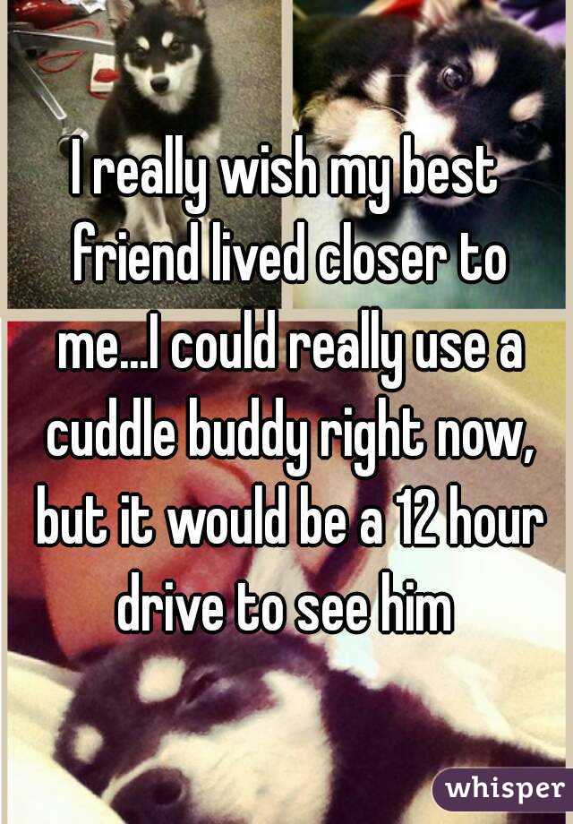 I really wish my best friend lived closer to me...I could really use a cuddle buddy right now, but it would be a 12 hour drive to see him 