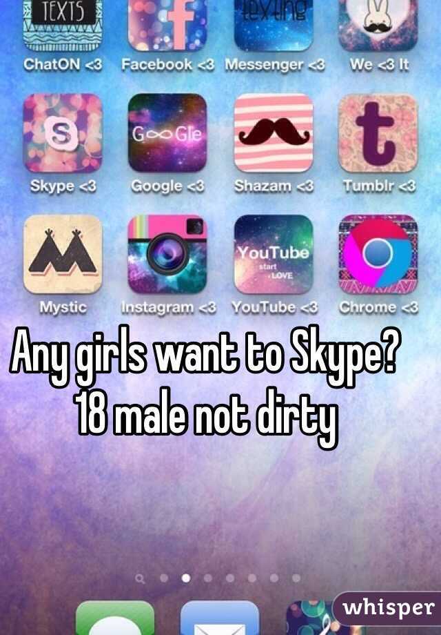 Any girls want to Skype? 18 male not dirty