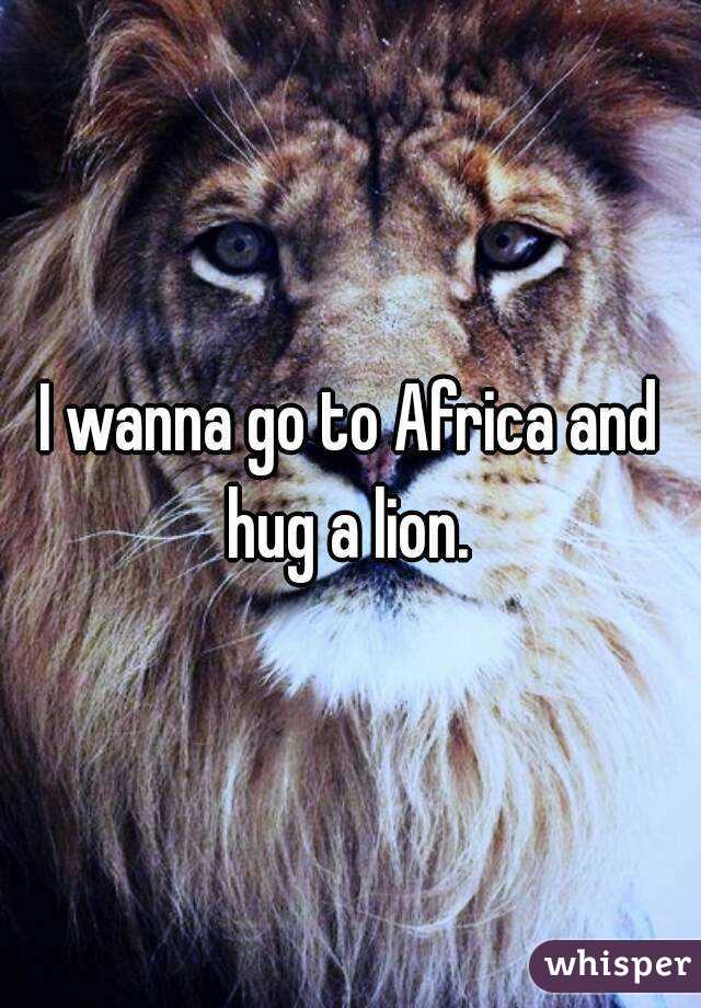 I wanna go to Africa and hug a lion. 