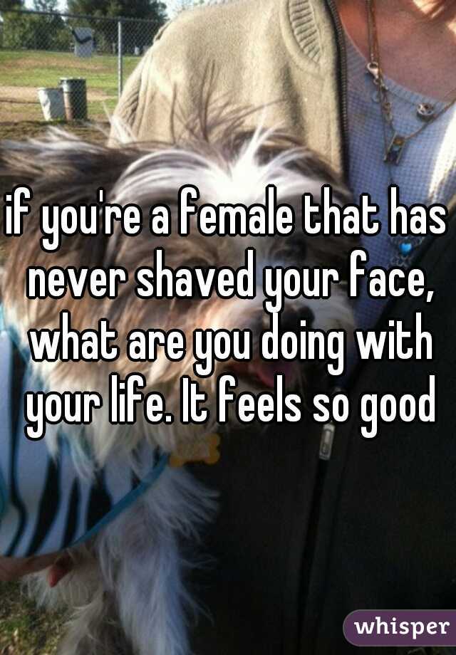 if you're a female that has never shaved your face, what are you doing with your life. It feels so good