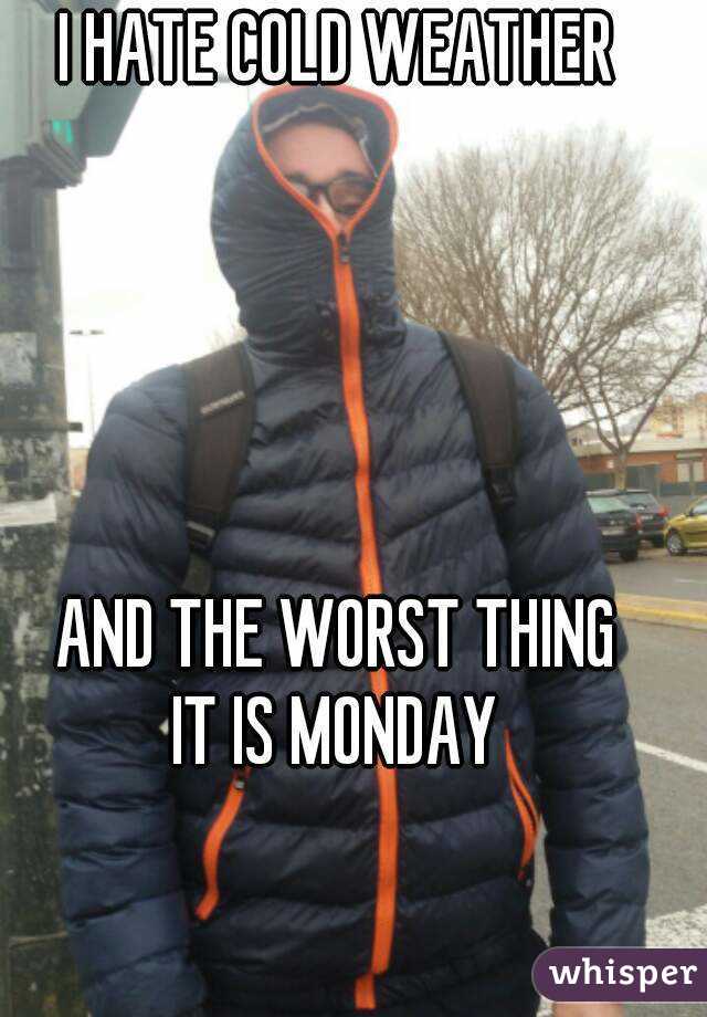 I HATE COLD WEATHER





AND THE WORST THING
IT IS MONDAY