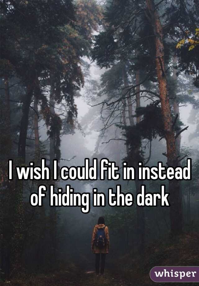I wish I could fit in instead of hiding in the dark 