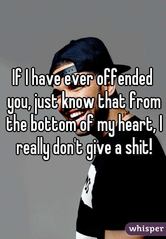 If I have ever offended you, just know that from the bottom of my heart, I really don't give a shit!