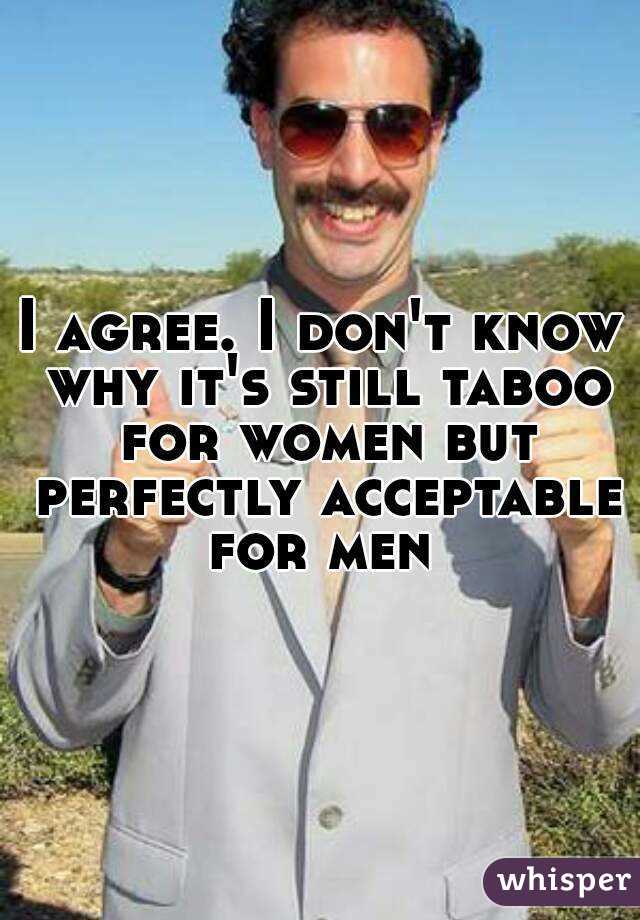 I agree. I don't know why it's still taboo for women but perfectly acceptable for men 