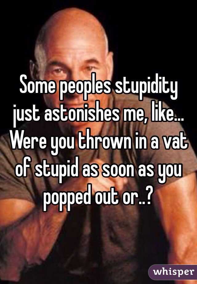 Some peoples stupidity just astonishes me, like... Were you thrown in a vat of stupid as soon as you popped out or..?
