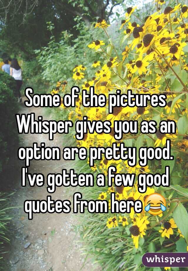 Some of the pictures Whisper gives you as an option are pretty good. I've gotten a few good quotes from here😂