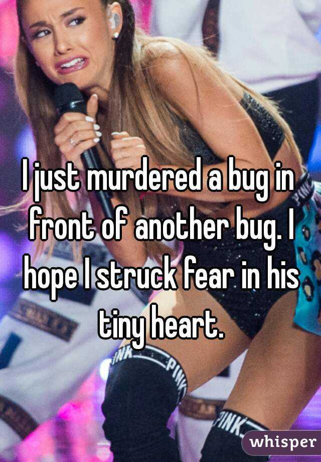 I just murdered a bug in front of another bug. I hope I struck fear in his tiny heart.