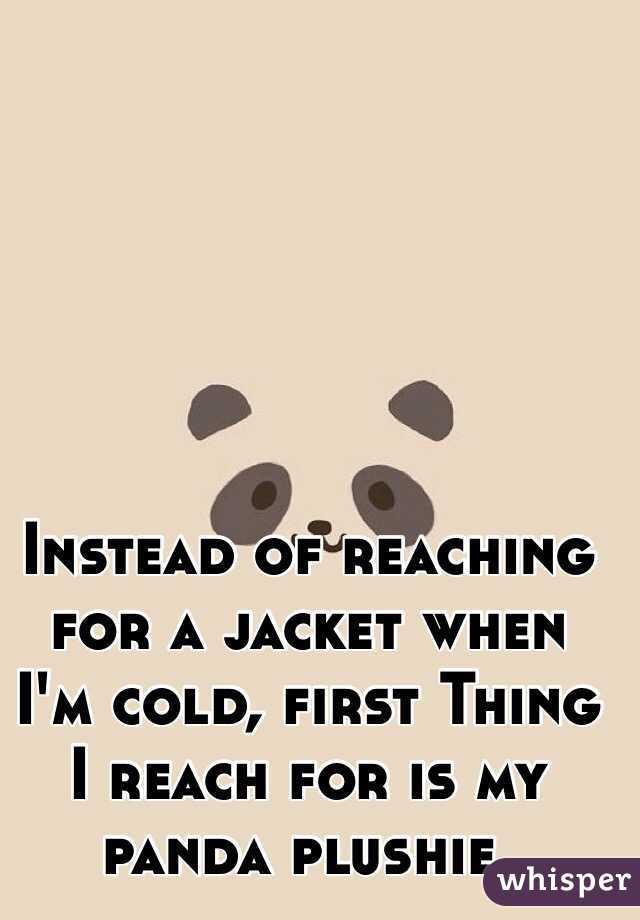 Instead of reaching for a jacket when I'm cold, first Thing I reach for is my panda plushie.
