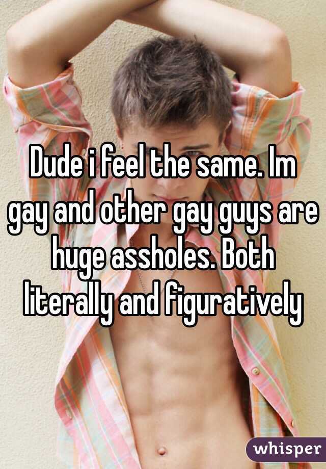 Dude i feel the same. Im gay and other gay guys are huge assholes. Both literally and figuratively