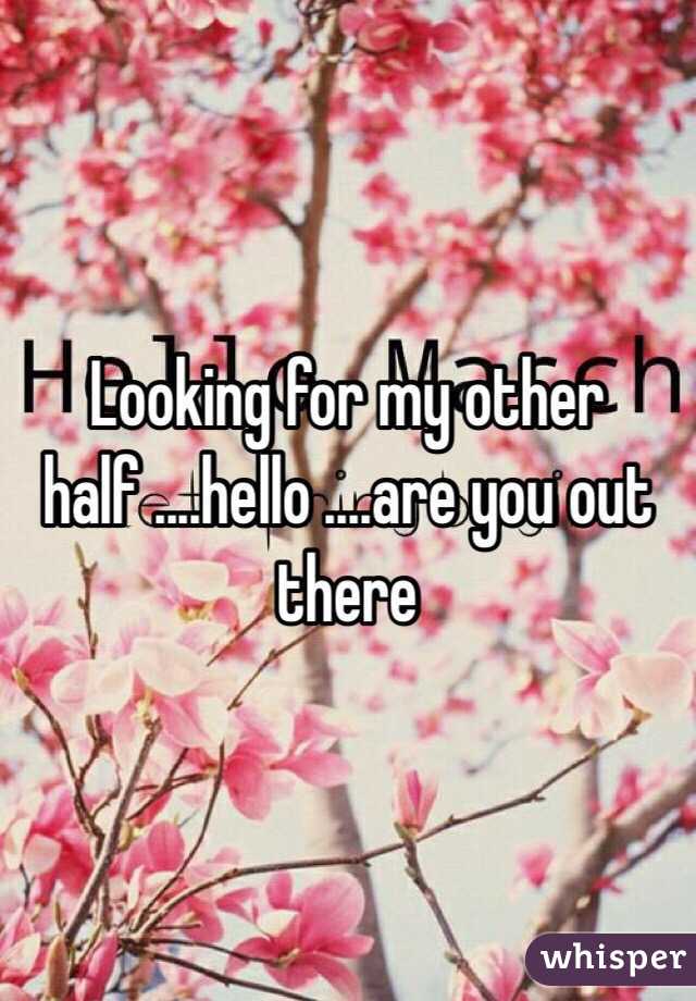 Looking for my other half ....hello ....are you out there 