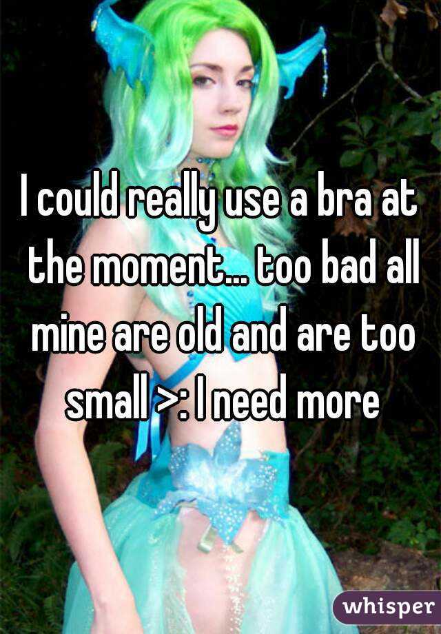 I could really use a bra at the moment... too bad all mine are old and are too small >: I need more