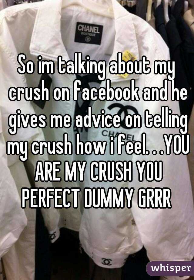 So im talking about my crush on facebook and he gives me advice on telling my crush how i feel. . .YOU ARE MY CRUSH YOU PERFECT DUMMY GRRR 