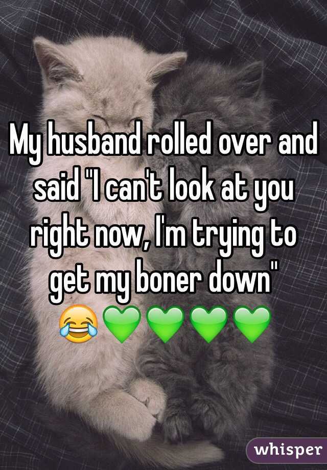 My husband rolled over and said "I can't look at you right now, I'm trying to get my boner down"
😂💚💚💚💚