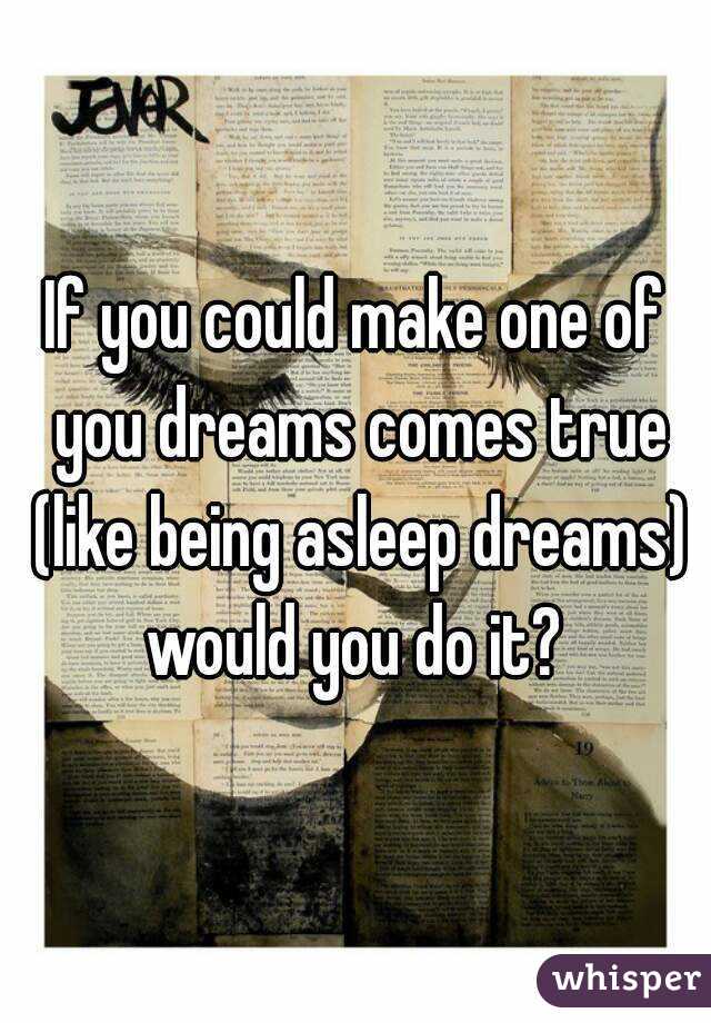If you could make one of you dreams comes true (like being asleep dreams) would you do it? 