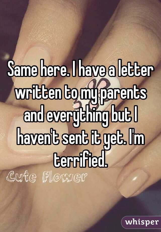 Same here. I have a letter written to my parents and everything but I haven't sent it yet. I'm terrified. 