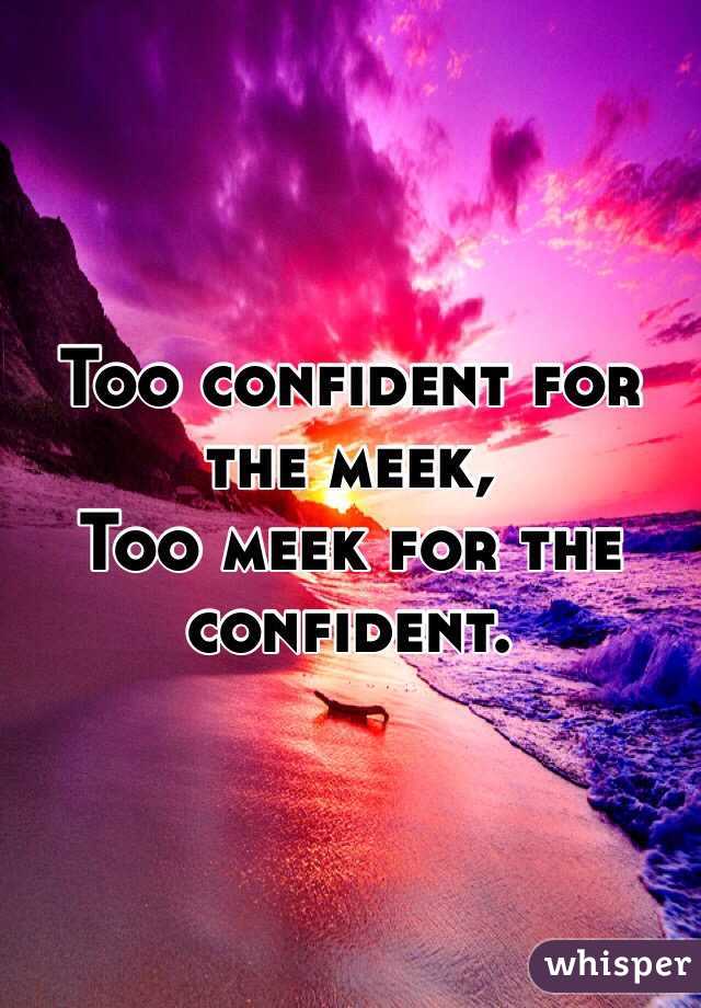 Too confident for the meek,
Too meek for the confident. 