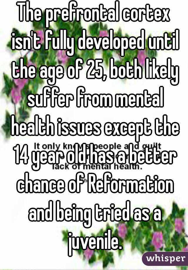 The prefrontal cortex isn't fully developed until the age of 25, both likely suffer from mental health issues except the 14 year old has a better chance of Reformation and being tried as a juvenile.