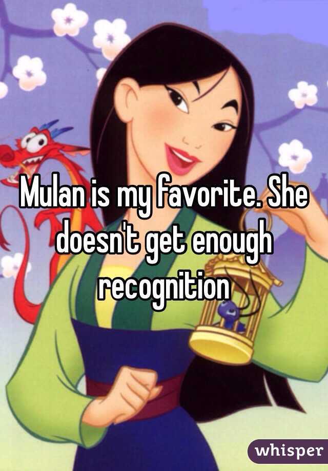 Mulan is my favorite. She doesn't get enough recognition