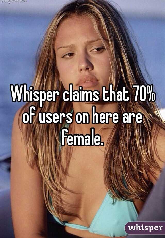 Whisper claims that 70% of users on here are female.