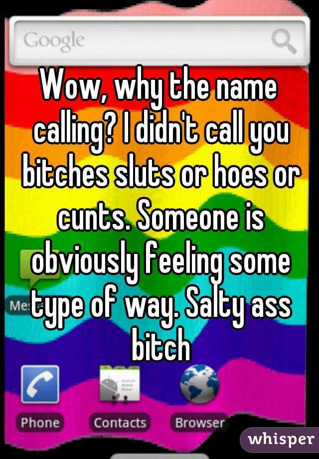 Wow, why the name calling? I didn't call you bitches sluts or hoes or cunts. Someone is obviously feeling some type of way. Salty ass bitch