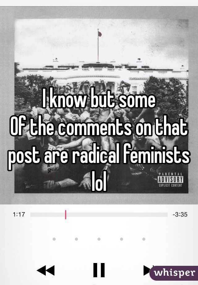 I know but some
Of the comments on that post are radical feminists lol