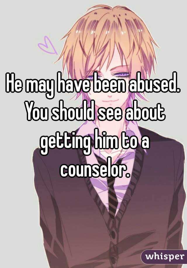 He may have been abused. You should see about getting him to a counselor.