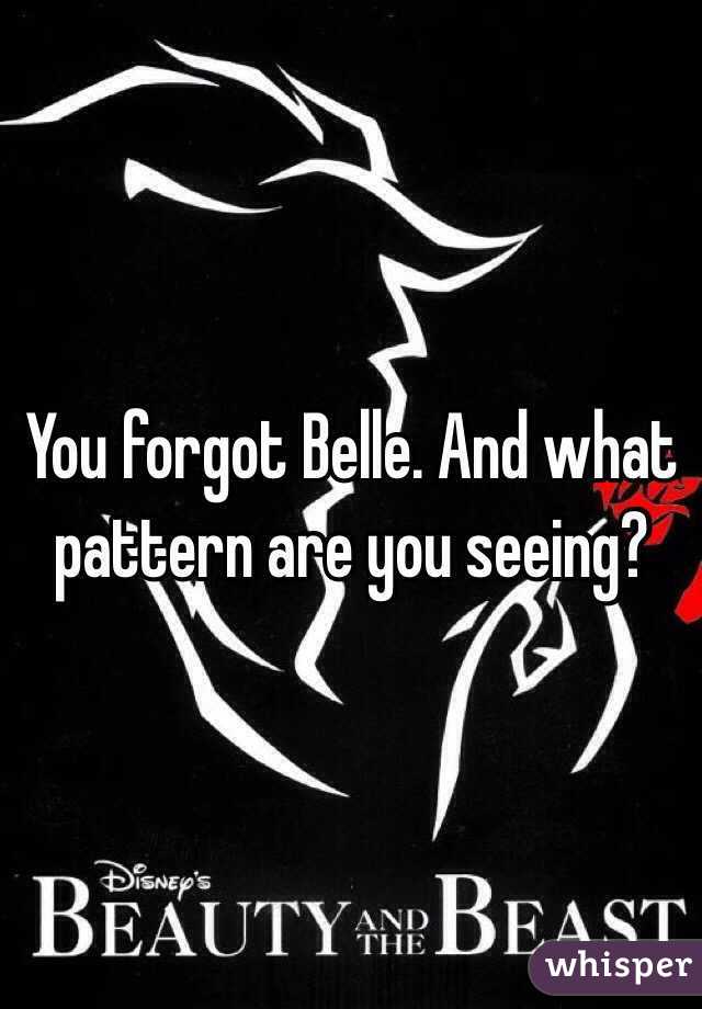 You forgot Belle. And what pattern are you seeing? 