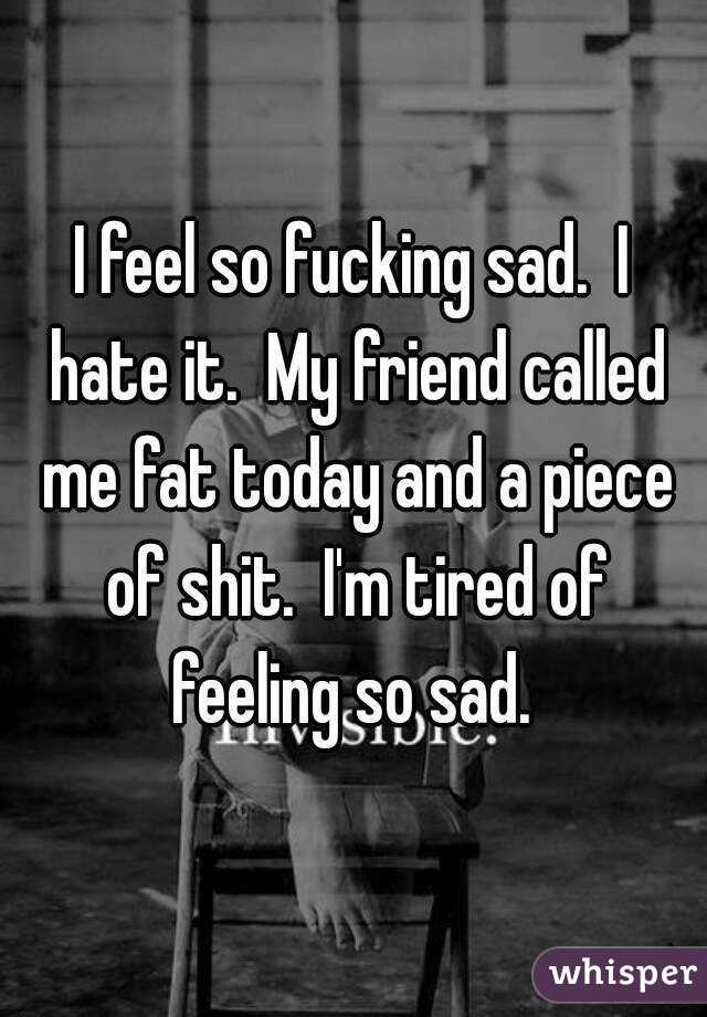 I feel so fucking sad.  I hate it.  My friend called me fat today and a piece of shit.  I'm tired of feeling so sad. 