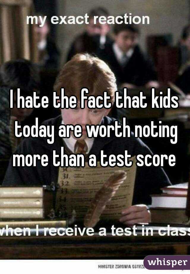 I hate the fact that kids today are worth noting more than a test score 