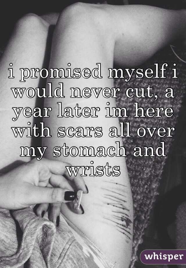 i promised myself i would never cut, a year later im here with scars all over my stomach and wrists