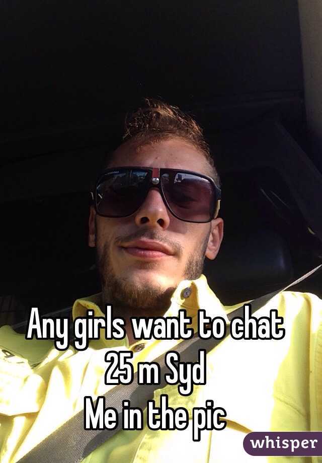 Any girls want to chat 
25 m Syd
Me in the pic