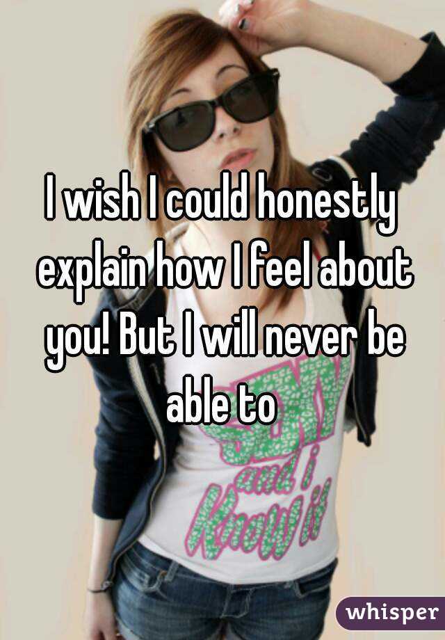 I wish I could honestly explain how I feel about you! But I will never be able to 