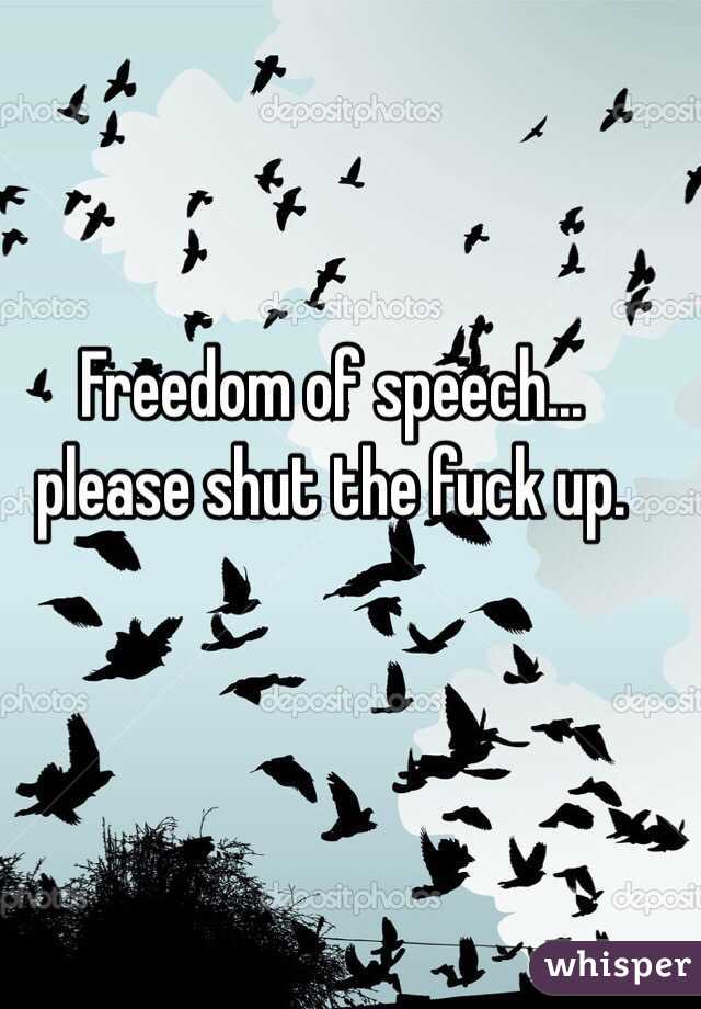 Freedom of speech...  please shut the fuck up.