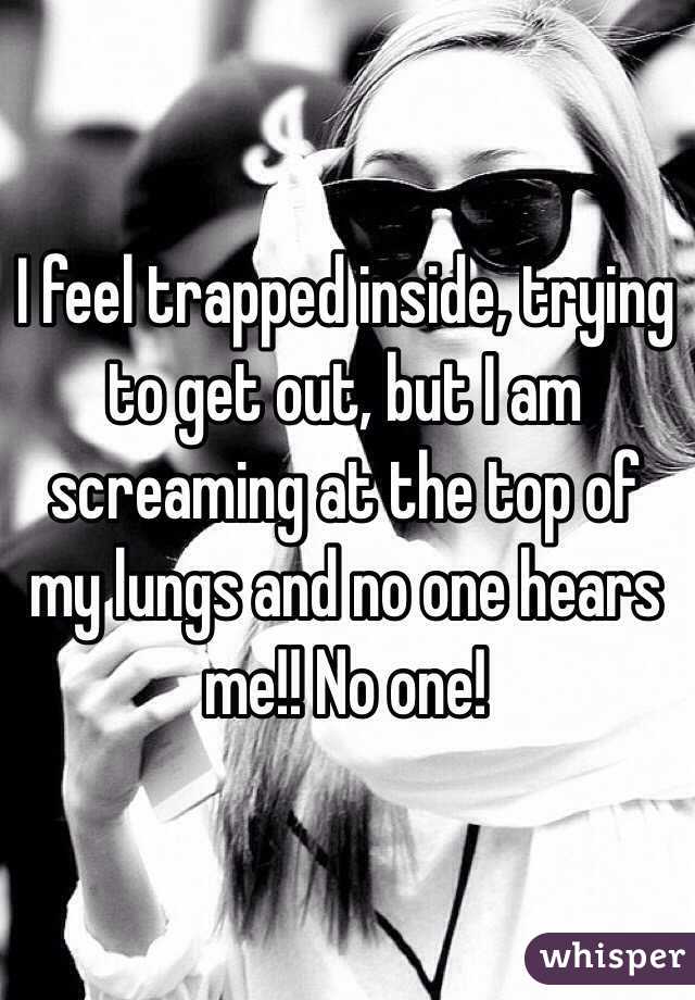 I feel trapped inside, trying to get out, but I am screaming at the top of my lungs and no one hears me!! No one! 