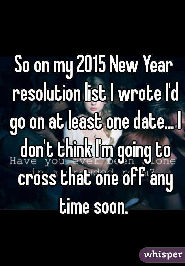 So on my 2015 New Year resolution list I wrote I'd go on at least one date... I don't think I'm going to cross that one off any time soon. 