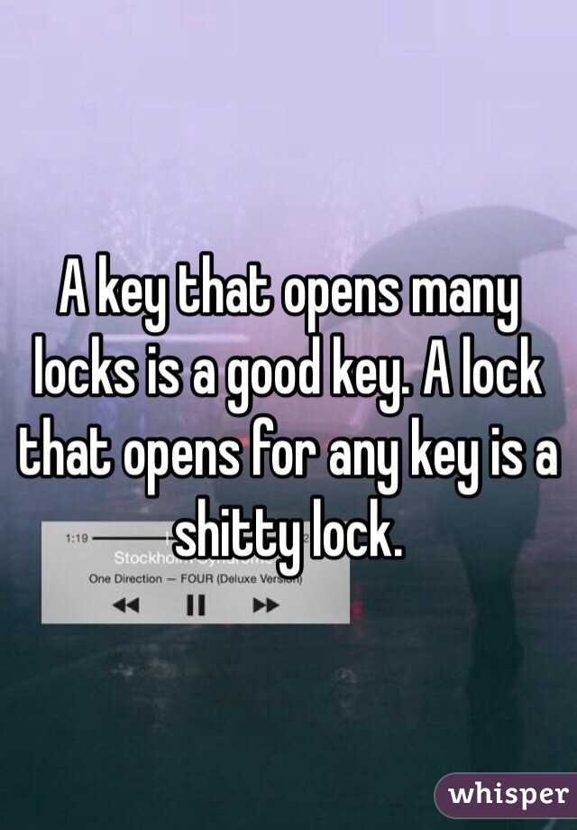 A key that opens many locks is a good key. A lock that opens for any key is a shitty lock.