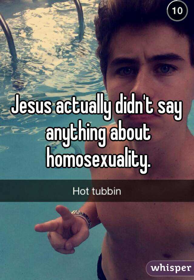 Jesus actually didn't say anything about homosexuality.