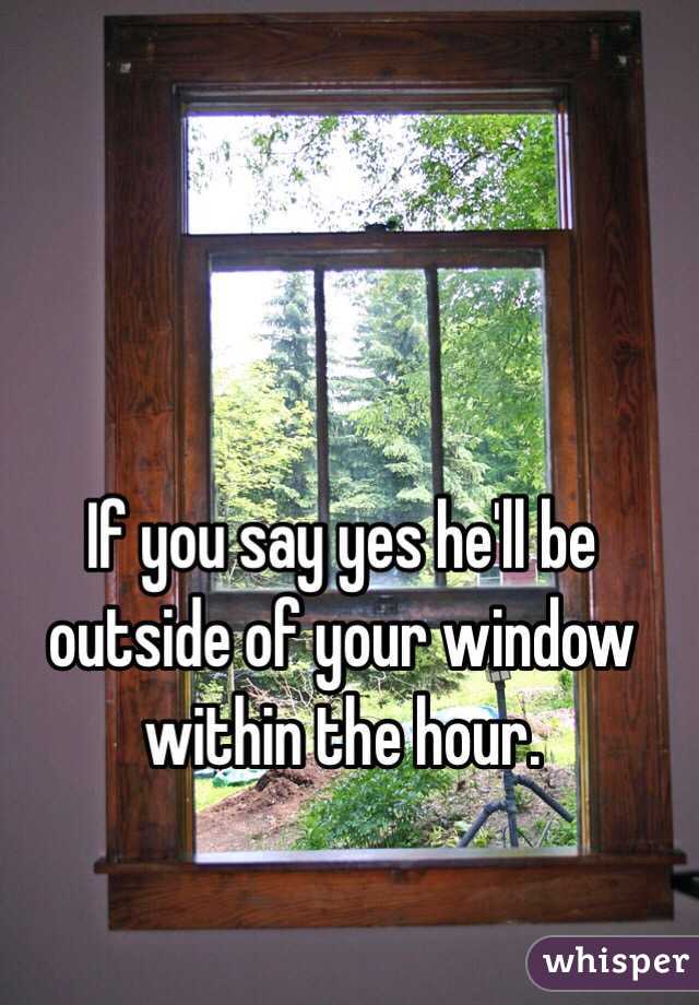 If you say yes he'll be outside of your window within the hour.