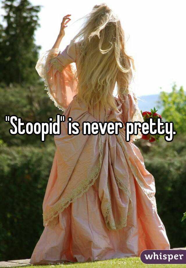 "Stoopid" is never pretty. 