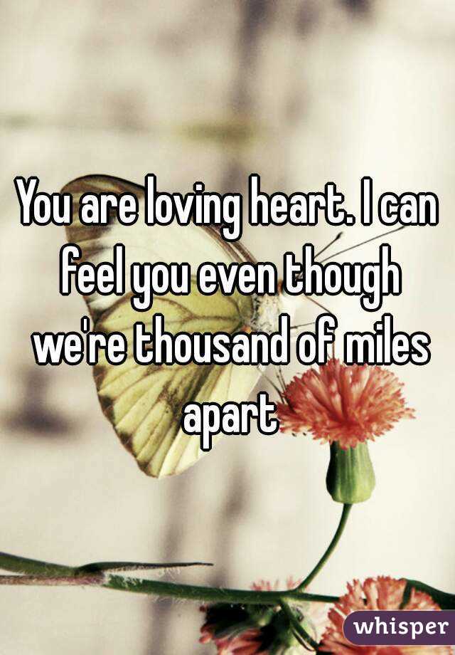 You are loving heart. I can feel you even though we're thousand of miles apart