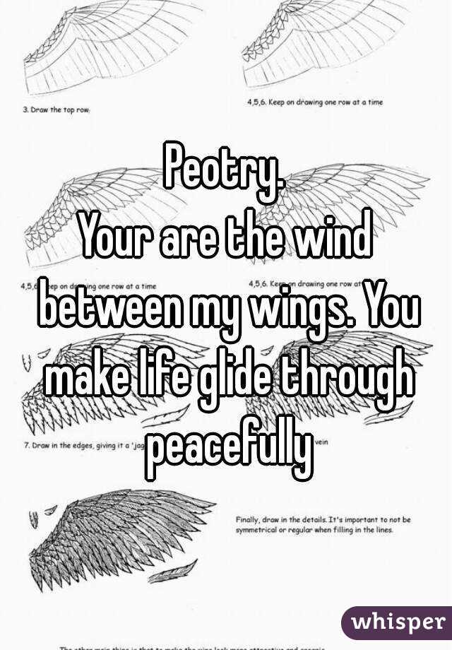 Peotry.
Your are the wind between my wings. You make life glide through peacefully