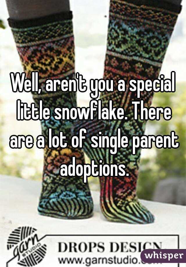 Well, aren't you a special little snowflake. There are a lot of single parent adoptions.