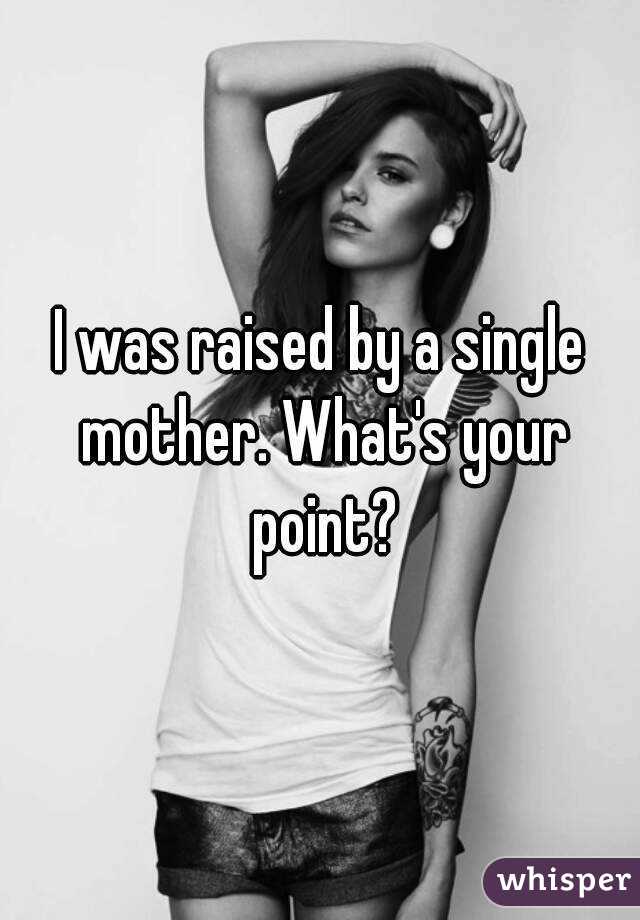 I was raised by a single mother. What's your point?