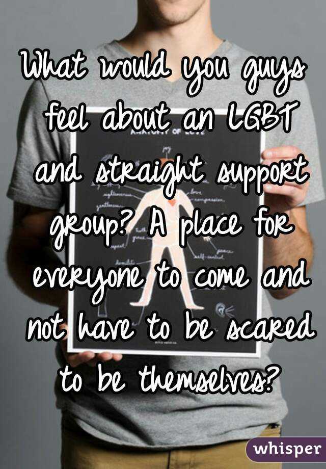 What would you guys feel about an LGBT and straight support group? A place for everyone to come and not have to be scared to be themselves?