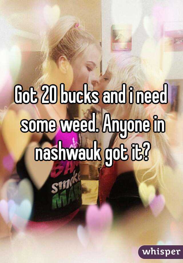 Got 20 bucks and i need some weed. Anyone in nashwauk got it?