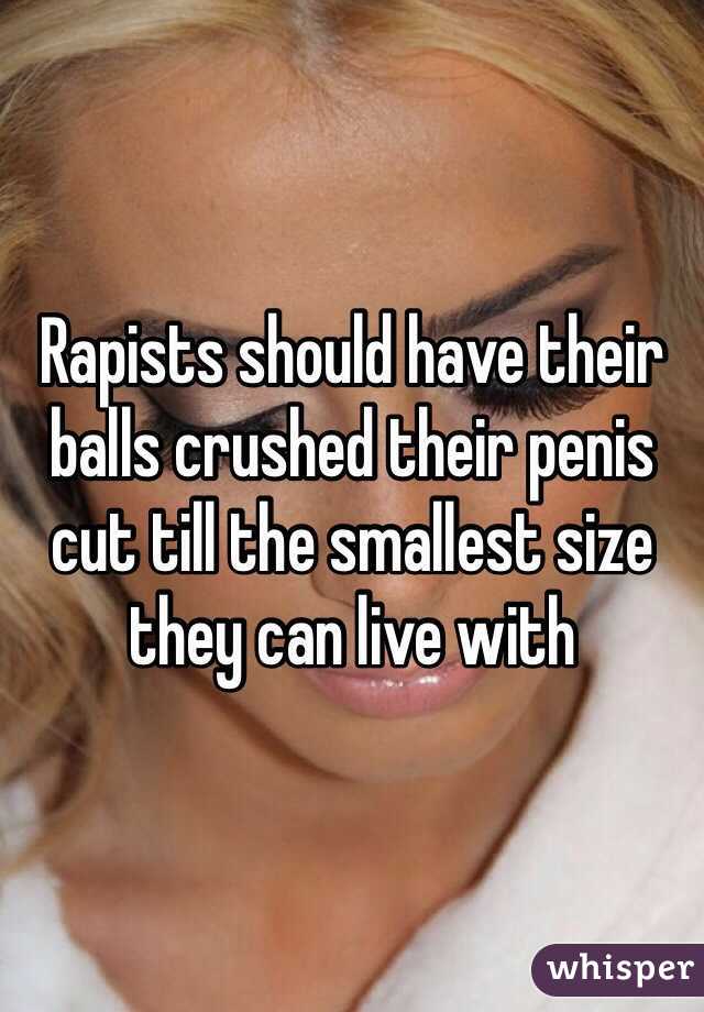 Rapists should have their balls crushed their penis cut till the smallest size they can live with 