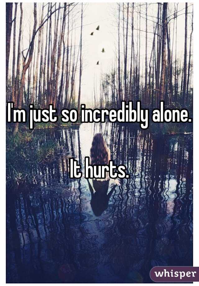 I'm just so incredibly alone. 

It hurts. 