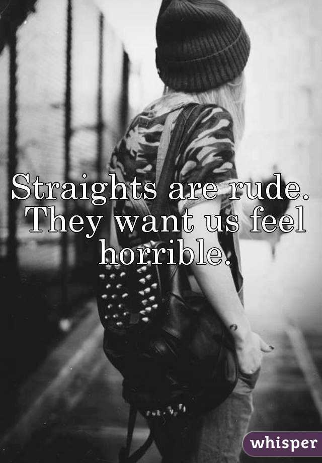 Straights are rude. They want us feel horrible.