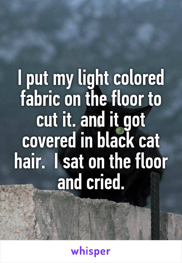 I put my light colored fabric on the floor to cut it. and it got covered in black cat hair.  I sat on the floor and cried.