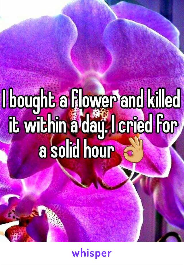 I bought a flower and killed it within a day. I cried for a solid hour 👌